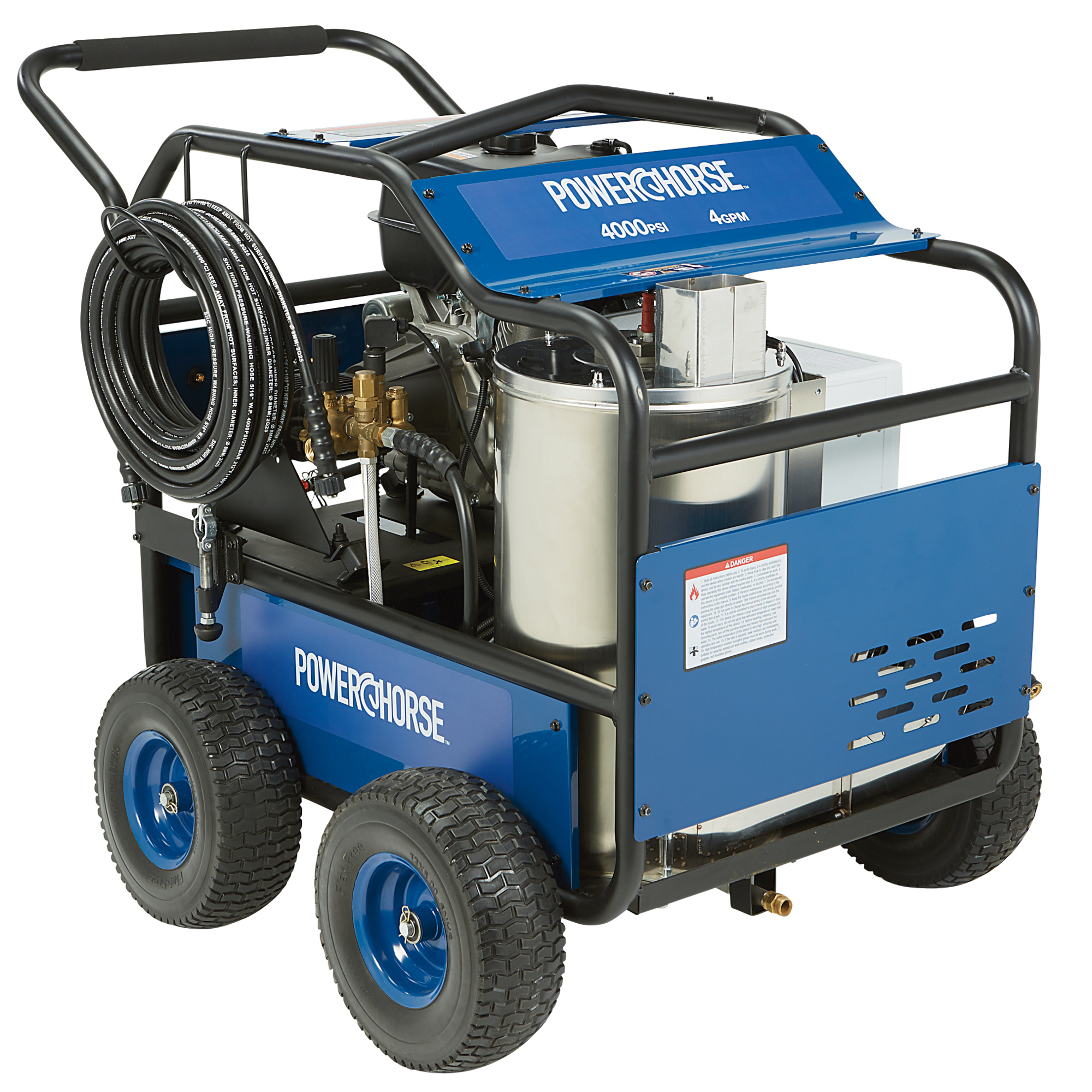 Powerhorse Gas Hot Water Pressure Washer with Diesel Heater, 4000 PSI, 4 GPM, Senci Engine